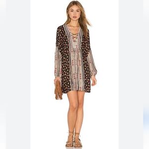 Free People Rain Or Shine Pebled Chiffon Mini Dress Black Size Large